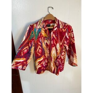 Additions by Chico's Abstract Print Blouse 3/4 Sleeve Women's Size 1